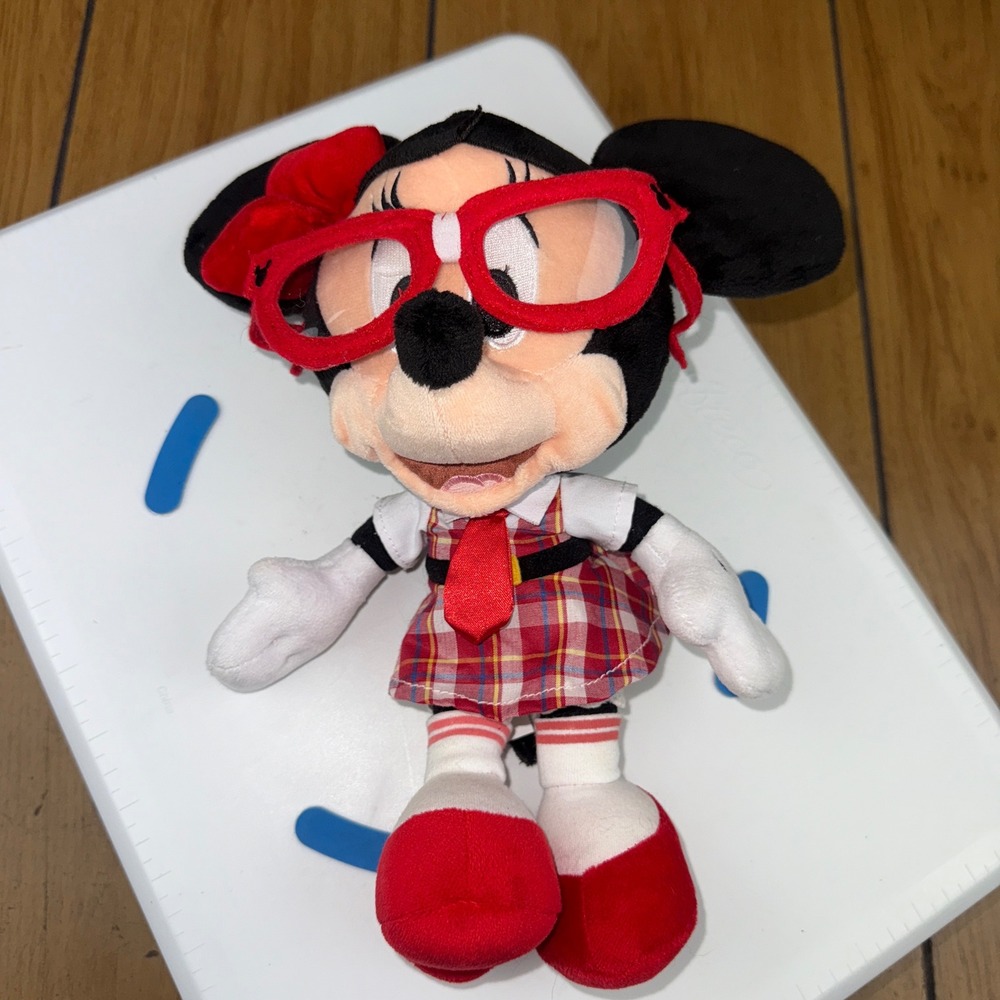 Disney Parks Minnie Mouse Nerd Plush With Glasses Hipster School Girl - Picture 14 of 15